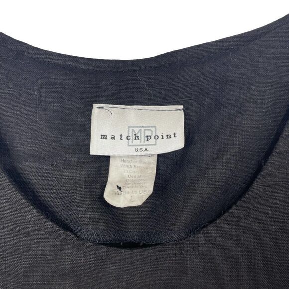 Match Point maxi black 100% linen dress Sz‎ L boho lagenlook - Picture 3 of 8